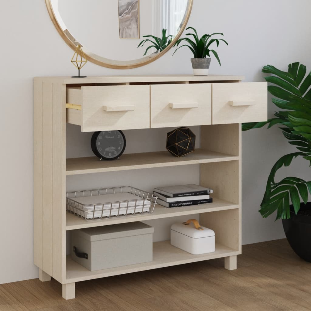 Wooden Console Table With 3 Drawers And 3 Shelves - Hamar