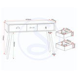 Wooden Console Table With 3 Drawers - Nordic