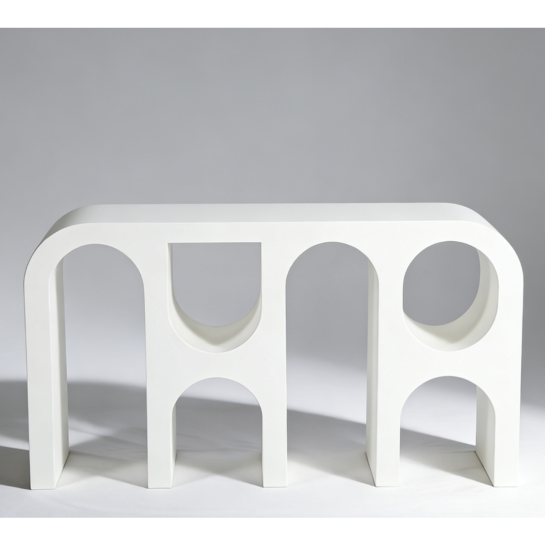 Wooden Console Table with Abstract Design - Capriana