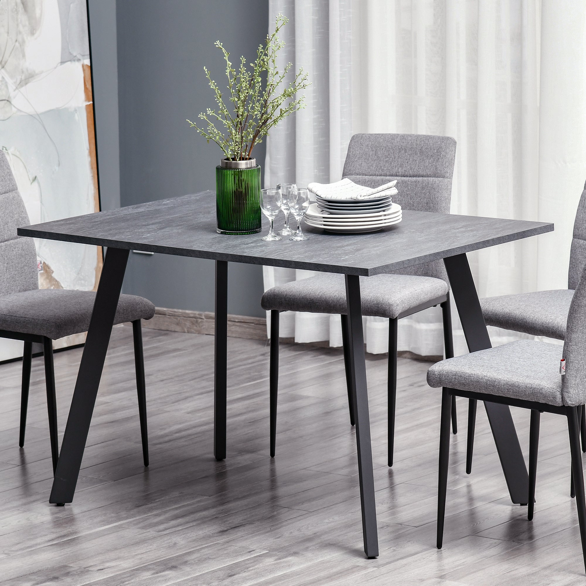 Wooden Contemporary Kitchen Dining Table Rectangular for 4 People - Velmora