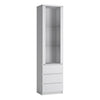 Wooden Cupboard Glazed Tall And Narrow With 1 Door And 3 Drawers - Fribo