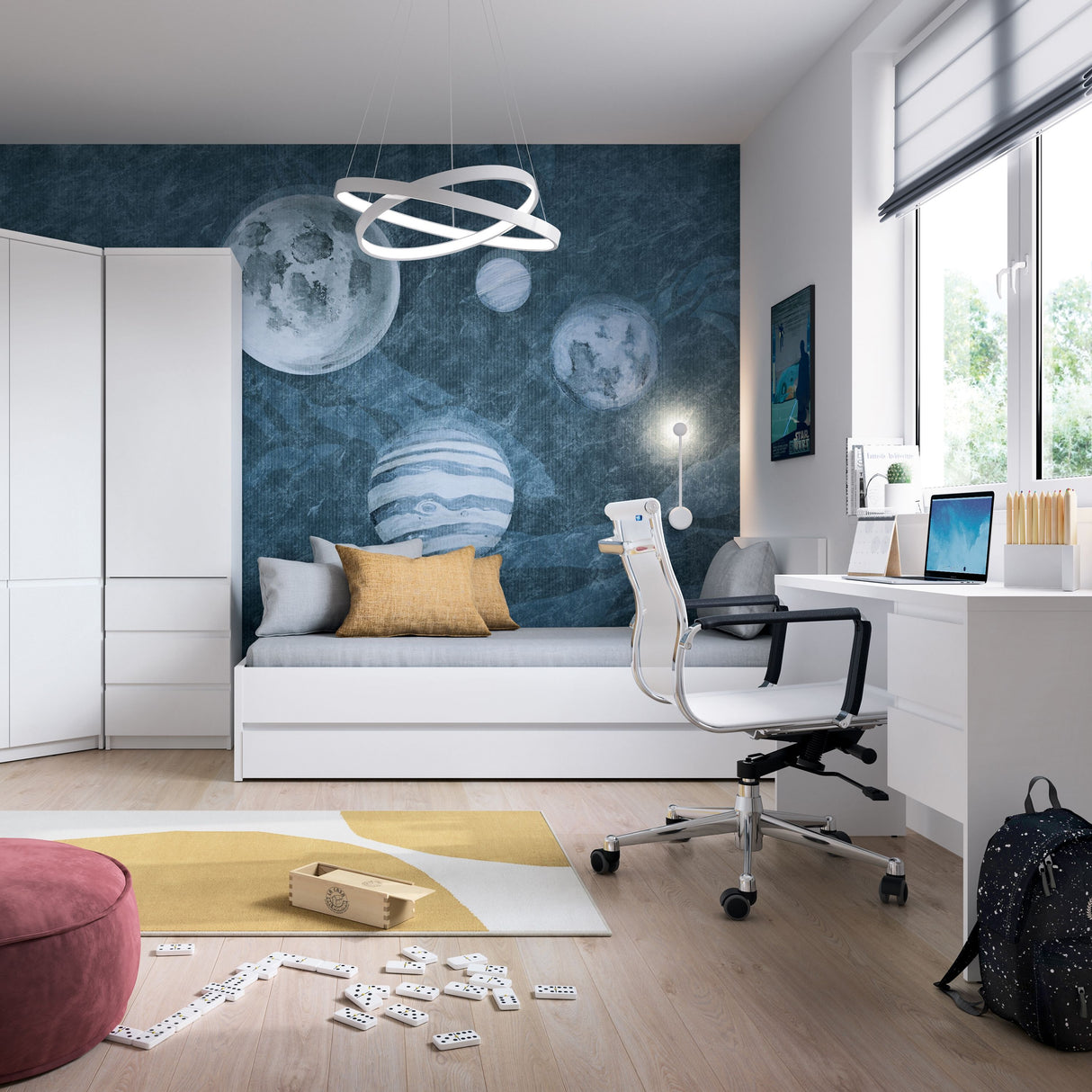 Wooden Cupboard Tall And Narrow With 1 Door And 3 Drawers - Fribo