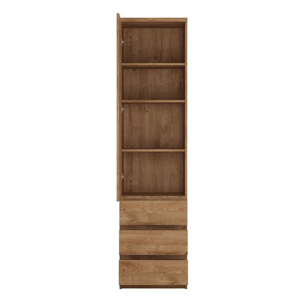 Wooden Cupboard Tall And Narrow With 1 Door And 3 Drawers - Fribo
