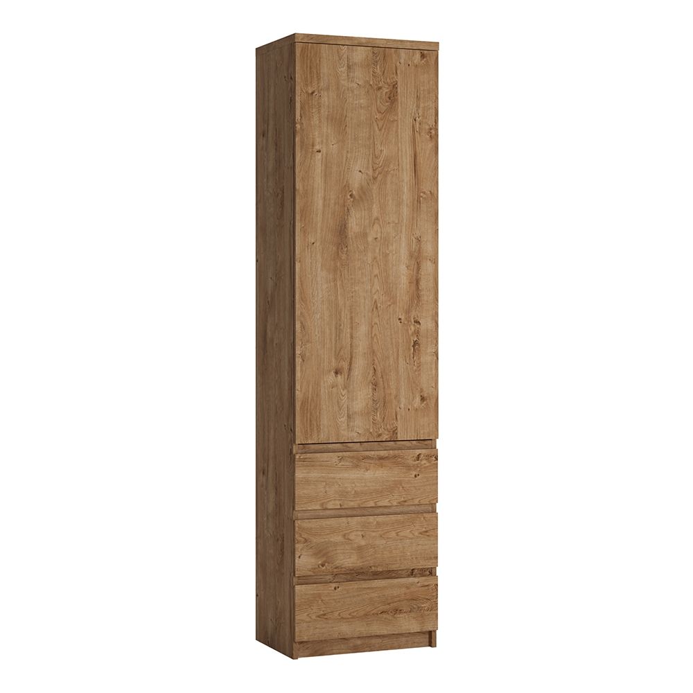 Wooden Cupboard Tall And Narrow With 1 Door And 3 Drawers - Fribo