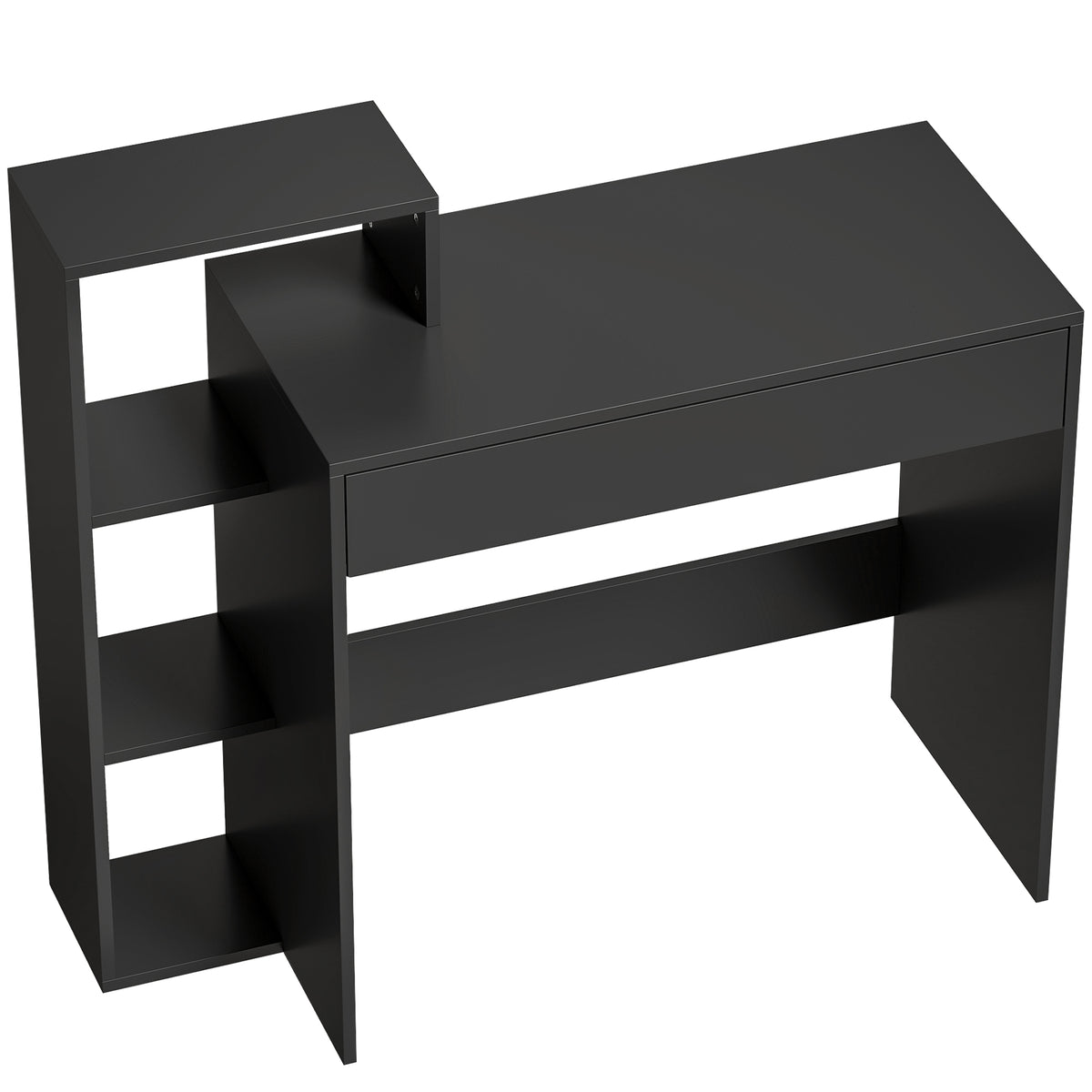 Wooden Desk 100cm Wide With 1 Drawer And 3 Shelves - Velmora