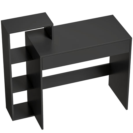 Wooden Desk 100cm Wide With 1 Drawer And 3 Shelves - Velmora