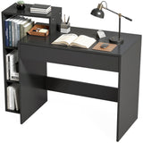 Wooden Desk 100cm Wide With 1 Drawer And 3 Shelves - Velmora
