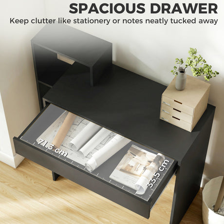 Wooden Desk 100cm Wide With 1 Drawer And 3 Shelves - Velmora