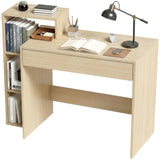 Wooden Desk 100cm Wide With 1 Drawer And 3 Shelves - Velmora