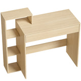 Wooden Desk 100cm Wide With 1 Drawer And 3 Shelves - Velmora