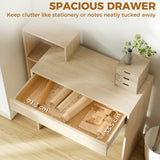 Wooden Desk 100cm Wide With 1 Drawer And 3 Shelves - Velmora