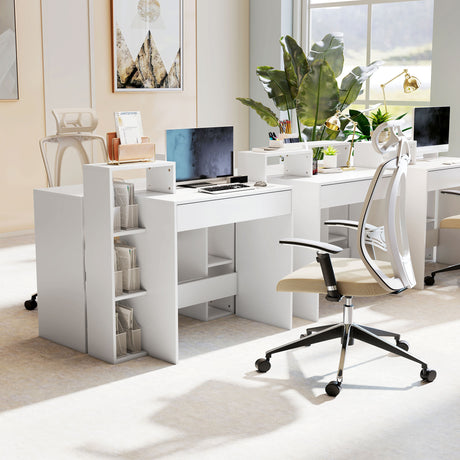 Wooden Desk 100cm Wide With 1 Drawer And 3 Shelves - Velmora