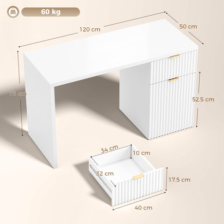Wooden Desk 120cm Wide for Home And Office With 1 Door 1 Drawer - Velmora