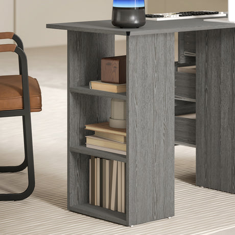 Wooden Desk 120cm Wide for Home And Office With 3 Drawers 3 Shelves - Velmora