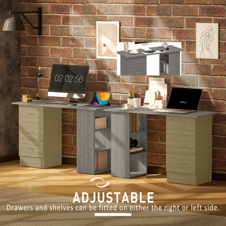 Wooden Desk 120cm Wide for Home And Office With 3 Drawers 3 Shelves - Velmora