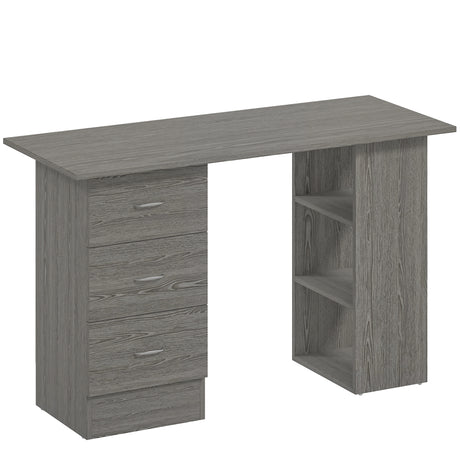 Wooden Desk 120cm Wide for Home And Office With 3 Drawers 3 Shelves - Velmora