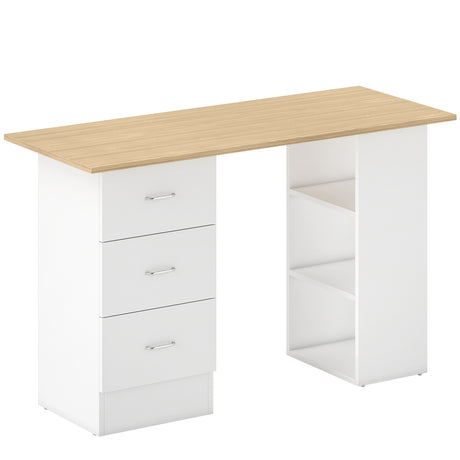 Wooden Desk 120cm Wide for Home And Office With 3 Drawers 3 Shelves - Velmora