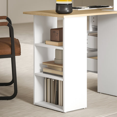 Wooden Desk 120cm Wide for Home And Office With 3 Drawers 3 Shelves - Velmora