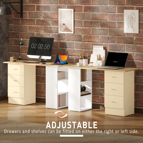 Wooden Desk 120cm Wide for Home And Office With 3 Drawers 3 Shelves - Velmora