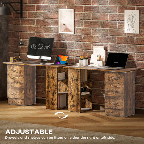 Wooden Desk 120cm Wide for Home And Office With 3 Drawers 3 Shelves - Velmora
