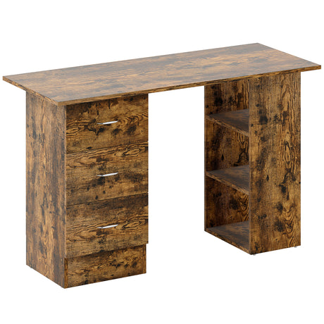Wooden Desk 120cm Wide for Home And Office With 3 Drawers 3 Shelves - Velmora
