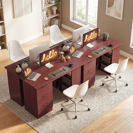 Wooden Desk 120cm Wide for Home And Office With 3 Drawers 3 Shelves - Velmora