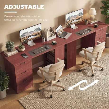 Wooden Desk 120cm Wide for Home And Office With 3 Drawers 3 Shelves - Velmora