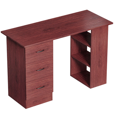 Wooden Desk 120cm Wide for Home And Office With 3 Drawers 3 Shelves - Velmora