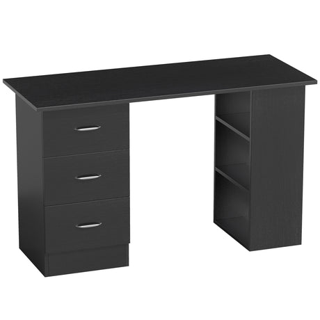 Wooden Desk 120cm Wide for Home And Office With 3 Drawers 3 Shelves - Velmora