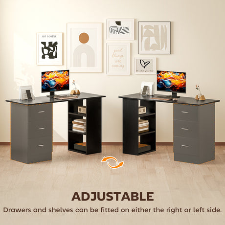 Wooden Desk 120cm Wide for Home And Office With 3 Drawers 3 Shelves - Velmora