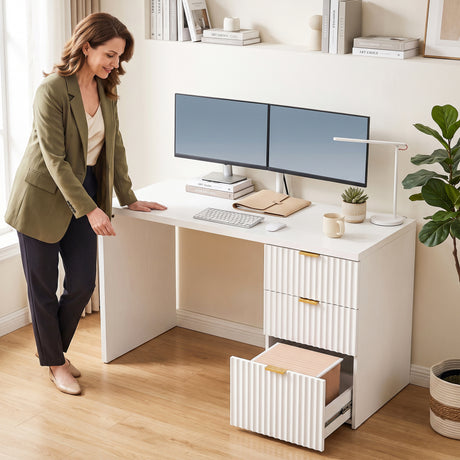 Wooden Desk 120cm Wide for Home And Office With 3 Drawers - Velmora