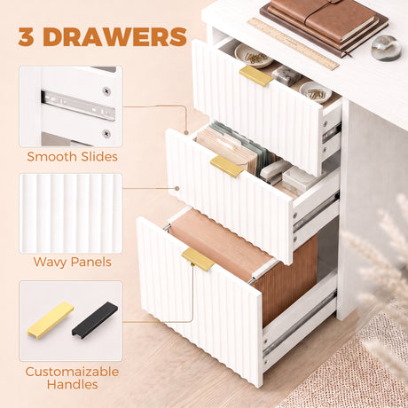 Wooden Desk 120cm Wide for Home And Office With 3 Drawers - Velmora