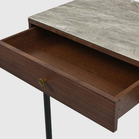 Wooden Desk 120cm Wide With Marble Effect Glass Top for Home And Office - Tulip
