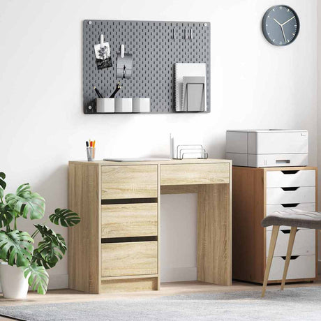 Wooden Desk 90cm Wide With 4 Drawers - Vantage Home