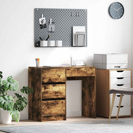 Wooden Desk 90cm Wide With 4 Drawers - Vantage Home