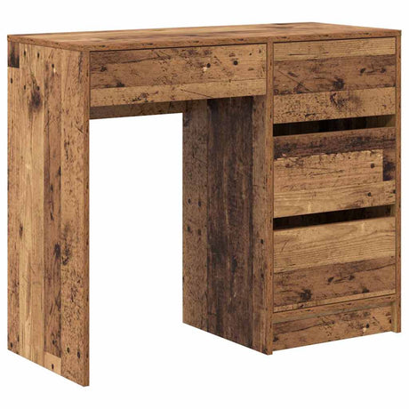 Wooden Desk 90cm Wide With 4 Drawers - Vantage Home