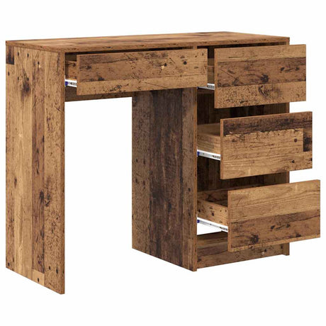 Wooden Desk 90cm Wide With 4 Drawers - Vantage Home