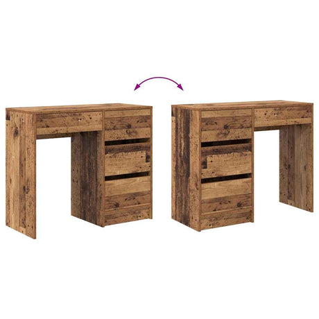 Wooden Desk 90cm Wide With 4 Drawers - Vantage Home