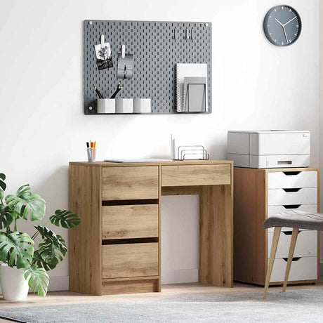 Wooden Desk 90cm Wide With 4 Drawers - Vantage Home
