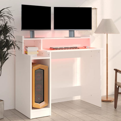 Wooden Desk 97cm Wide for Home And Office With LED Lights - Vantage Home