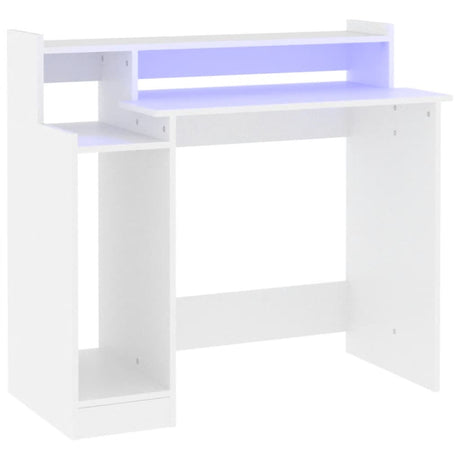 Wooden Desk 97cm Wide for Home And Office With LED Lights - Vantage Home