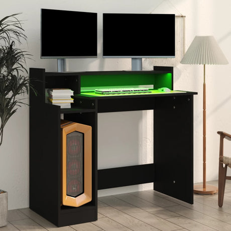 Wooden Desk 97cm Wide for Home And Office With LED Lights - Vantage Home