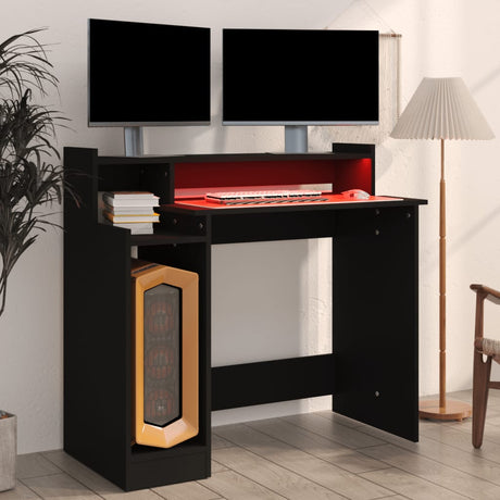 Wooden Desk 97cm Wide for Home And Office With LED Lights - Vantage Home