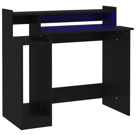 Wooden Desk 97cm Wide for Home And Office With LED Lights - Vantage Home