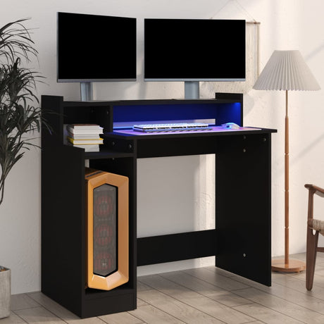 Wooden Desk 97cm Wide for Home And Office With LED Lights - Vantage Home