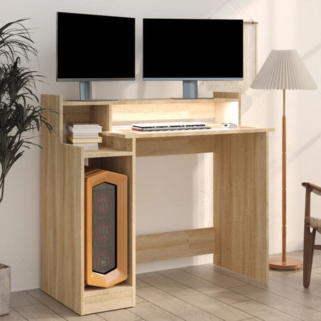 Wooden Desk 97cm Wide for Home And Office With LED Lights - Vantage Home