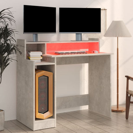 Wooden Desk 97cm Wide for Home And Office With LED Lights - Vantage Home