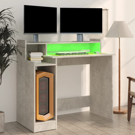Wooden Desk 97cm Wide for Home And Office With LED Lights - Vantage Home