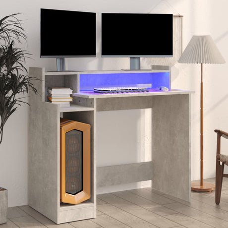 Wooden Desk 97cm Wide for Home And Office With LED Lights - Vantage Home