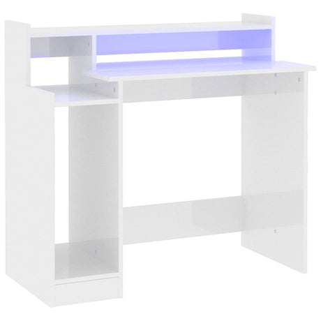 Wooden Desk 97cm Wide for Home And Office With LED Lights - Vantage Home